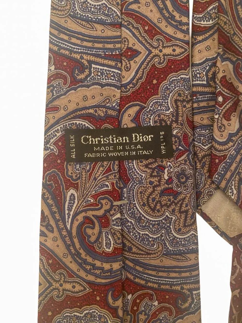 Christian Dior Classic Paisley Men's Tie in Red, Blue, and Gold Business Preppy
